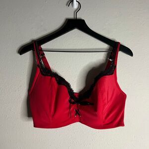 Frederick's of Hollywood Red Lace Up Bra Size 42 DD/E